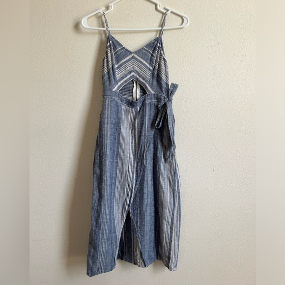 Express Blue and White Striped Linen Midi Dress | XS - Picture 1 of 5